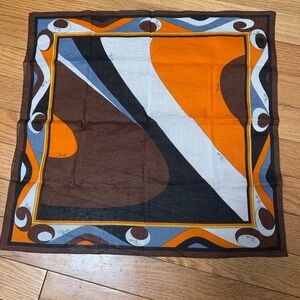 Vintage Emilio Pucci Brown, Orange Geometric Scarf